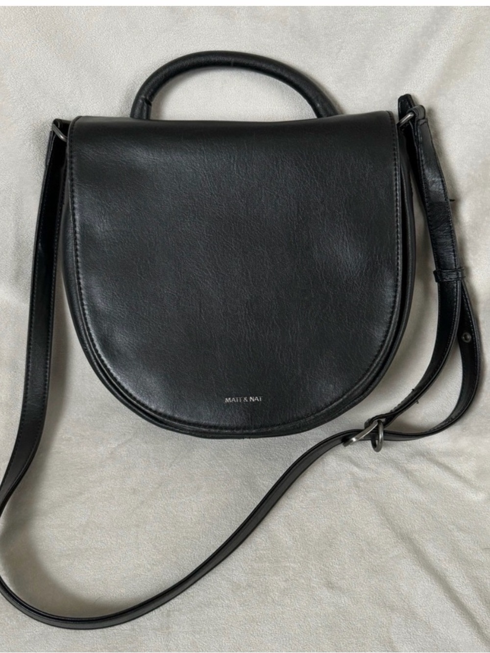 Matt & Nat Black Vegan Leather Crossbody Saddle Purse